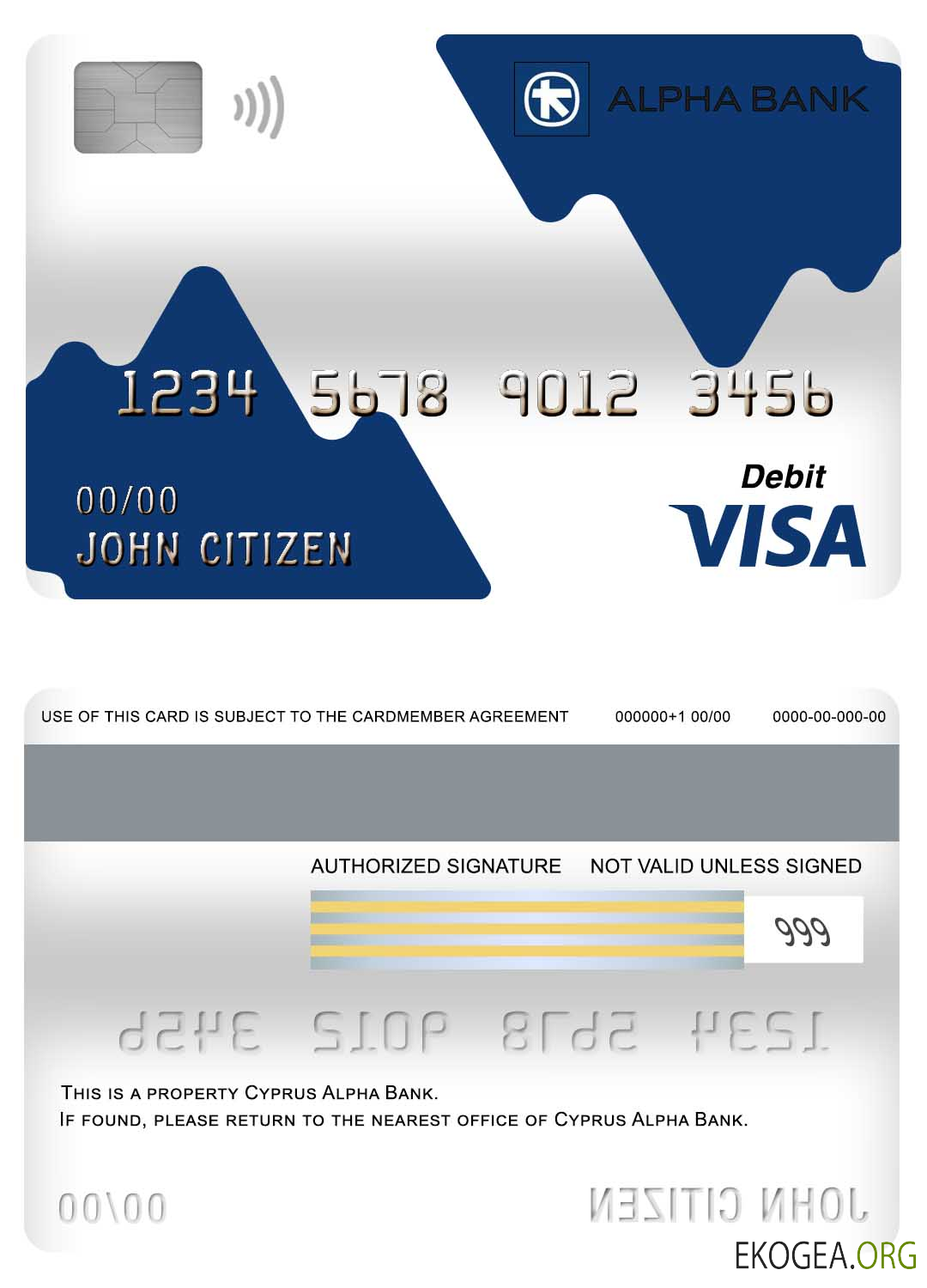 Carte de débit Visa de la banque Alpha de Chypre